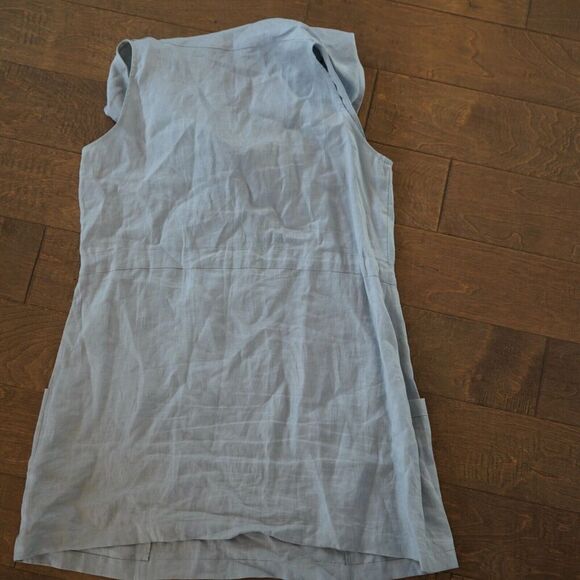 CHALET 100% Linen Blue Tunic Dress Large Draw String Lagenlook - Picture 3 of 5